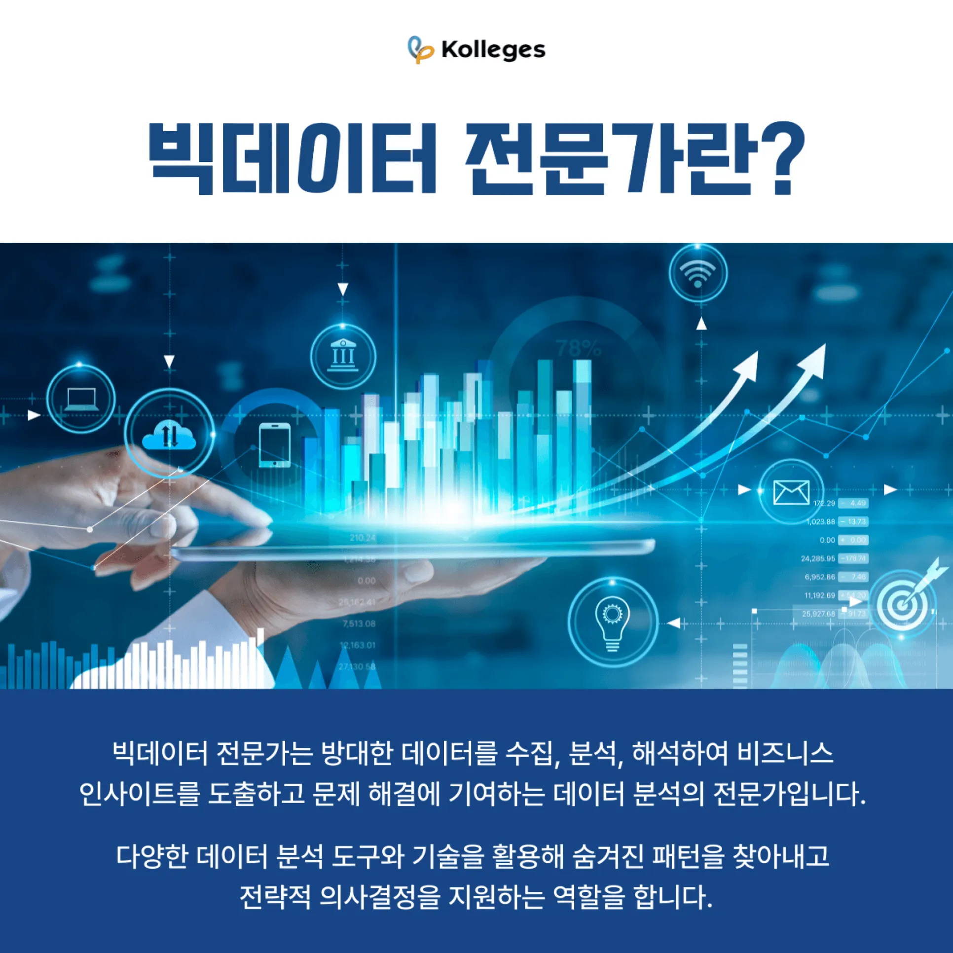 데이터를 분석해 의미 있는 인사이트를 찾아내는 빅데이터 전문가의 역할